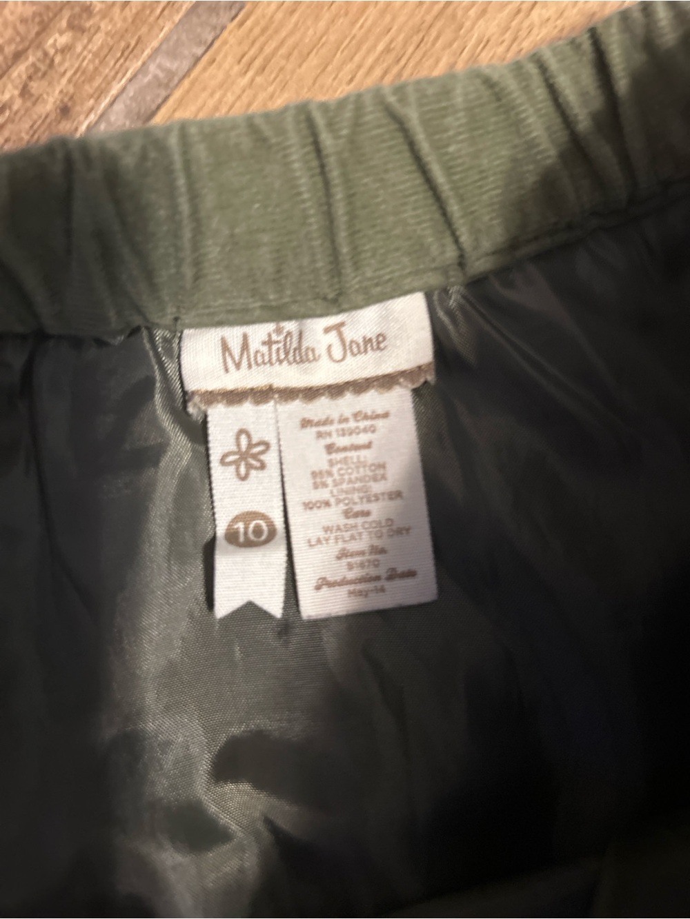 Matilda Jane Olive Green Skirt with Multicolor Patch Hem - Picture 3 of 3